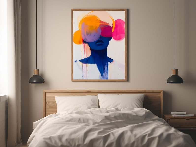 Additional view 1: Figurative Portrait Painting Blinded by Chaos Expressive Portrait by painter Tatiana Taner ink canvas 