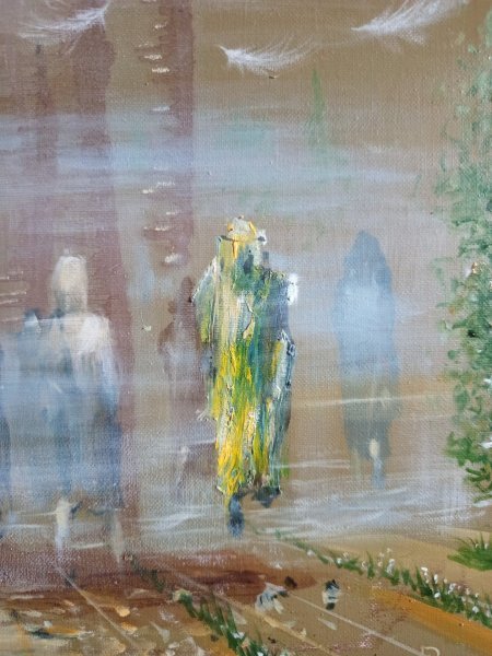 Image supplémentaire 2: Art conceptuel Paysage urbain Peinture "Voile du matin", peintre Serhiy Roy huile toile 