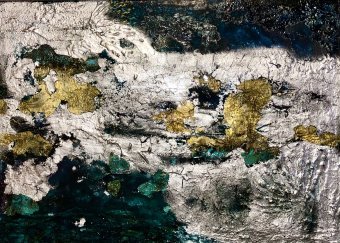 Pintura "Flujo de sueños y colores plateados", pintor Machnolga acrílico madera en Jose Art Gallery