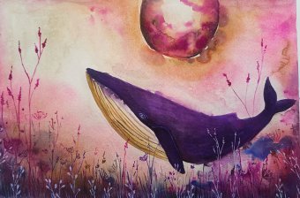 Painting "Lavender Drift" by painter Evgenia Smirnova watercolor paper at Jose Art Gallery