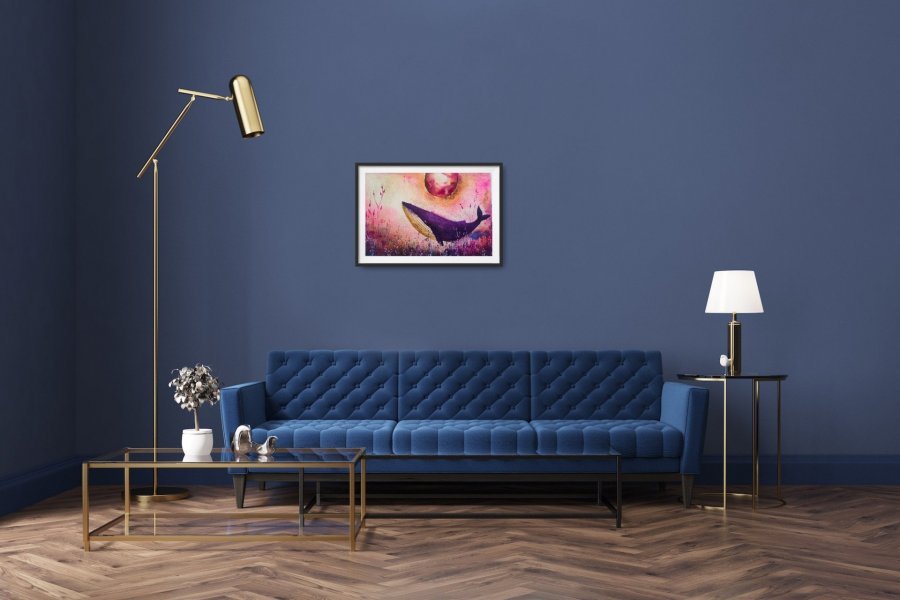 Additional view 4: Surrealism Animal Painting Lavender Drift by painter Evgenia Smirnova watercolor paper 