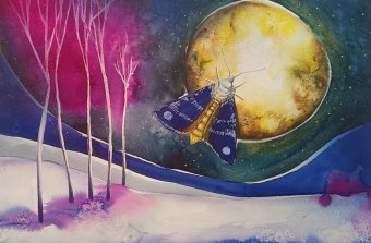 Painting "Into the Moonlight" by painter Evgenia Smirnova watercolor paper at Jose Art Gallery