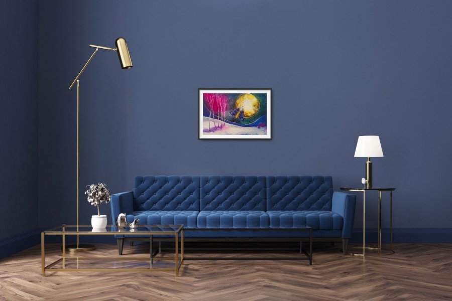 Additional view 2: Surrealism Landscape Painting Into the Moonlight by painter Evgenia Smirnova watercolor paper 