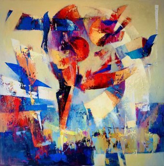 Painting "Morning Dawn and Bluebirds" by painter Valentine Kozyar oil canvas at Jose Art Gallery