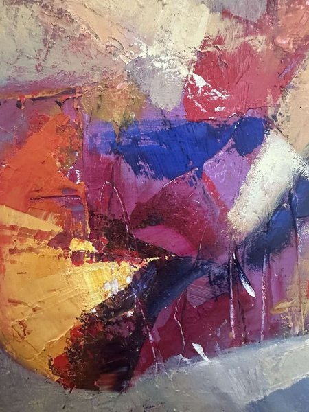 Additional view 6: Abstract Landscape Painting Morning Dawn and Bluebirds by painter Valentine Kozyar oil canvas 