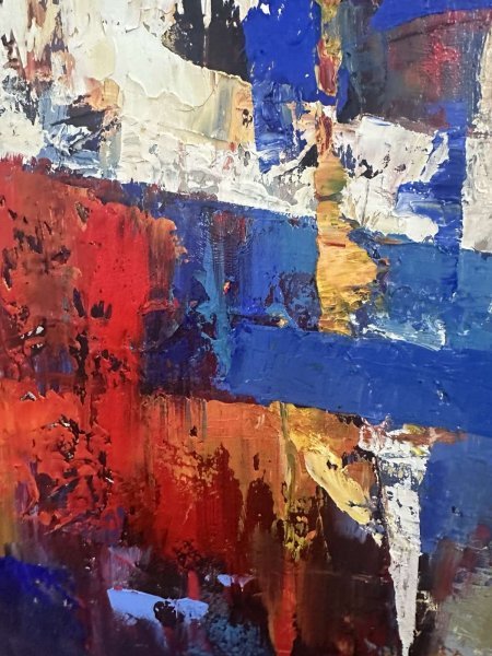 Additional view 7: Abstract Landscape Painting Morning Dawn and Bluebirds by painter Valentine Kozyar oil canvas 