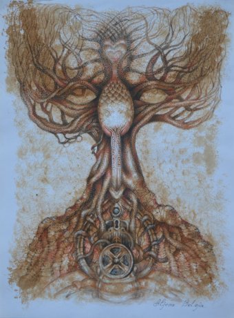 Desenho "Seelenbaum", ilustrador Aljona Frantaseva (Belaja) tinta papel na Jose Art Gallery