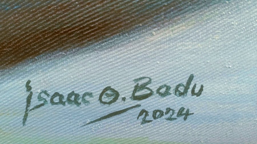 Additional view 3: Fine Art Still-Life Painting Lone Pear on a Table by painter Isaac Opoku Badu acrylic canvas 