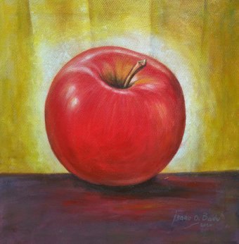 Malarstwo "Żywe czerwone jabłko", malarz Isaac Opoku Badu akryl płótno w Jose Art Gallery