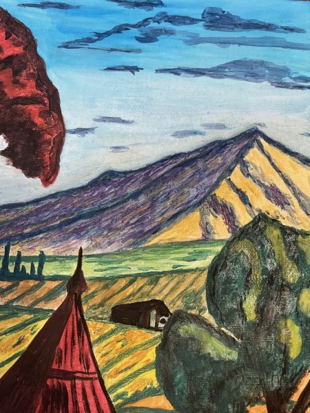 Additional view 5: Contemporary Art Landscape Painting Sunny Valley by painter SimonD. watercolor canvas 