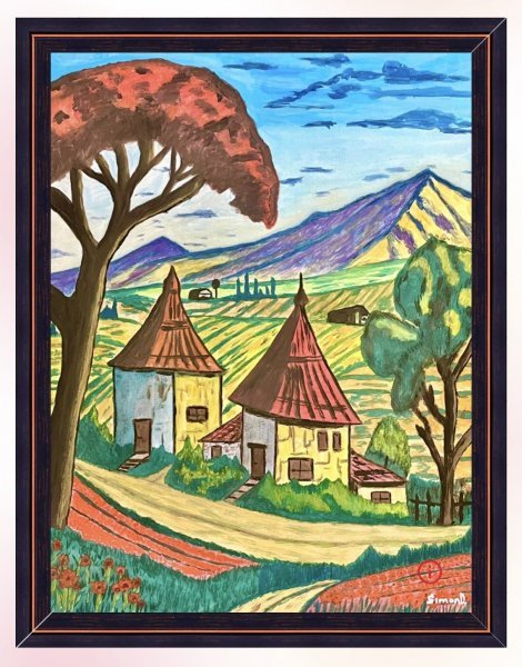 Additional view 7: Contemporary Art Landscape Painting Sunny Valley by painter SimonD. watercolor canvas 