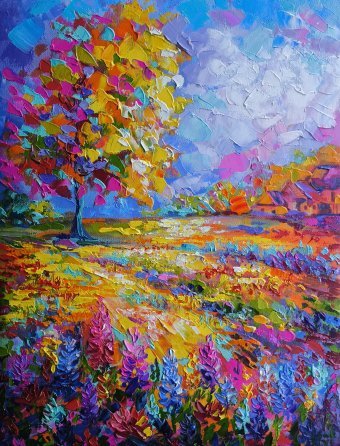 Painting "Colorful world" by painter Anastasia Kozorez oil canvas at Jose Art Gallery