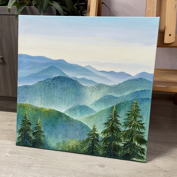 Additional view 1: Contemporary Art Landscape Painting Carpathian Mountains by painter Anna Shkolik acrylic canvas 