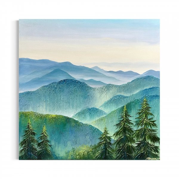Additional view 3: Contemporary Art Landscape Painting Carpathian Mountains by painter Anna Shkolik acrylic canvas 