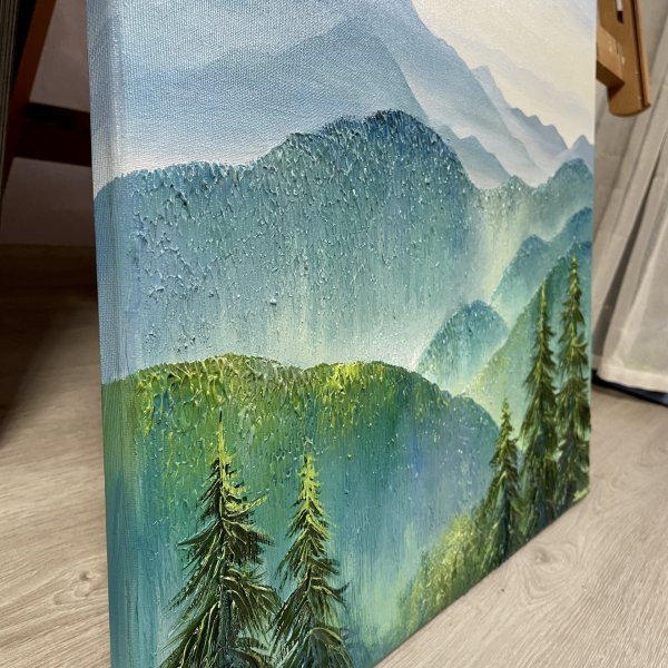 Additional view 4: Contemporary Art Landscape Painting Carpathian Mountains by painter Anna Shkolik acrylic canvas 