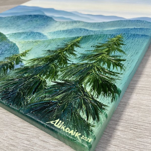 Additional view 5: Contemporary Art Landscape Painting Carpathian Mountains by painter Anna Shkolik acrylic canvas 