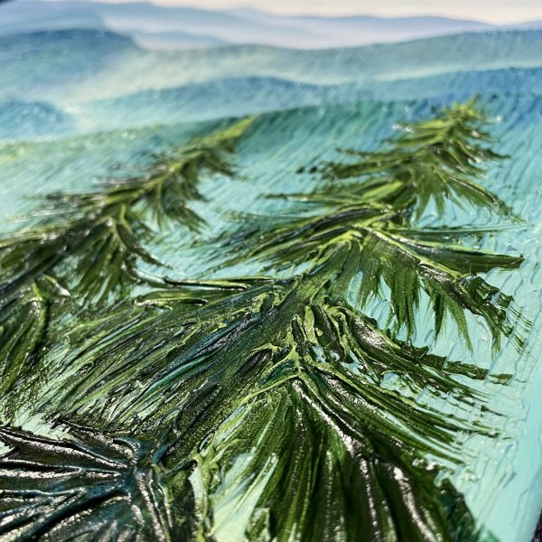 Additional view 6: Contemporary Art Landscape Painting Carpathian Mountains by painter Anna Shkolik acrylic canvas 