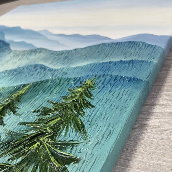 Additional view 8: Contemporary Art Landscape Painting Carpathian Mountains by painter Anna Shkolik acrylic canvas 