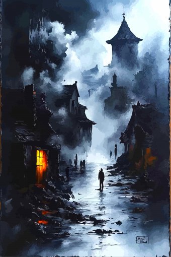 Arte digital "Ciudad Mística Nocturna", artista digital Viktor Levchenko en Jose Art Gallery