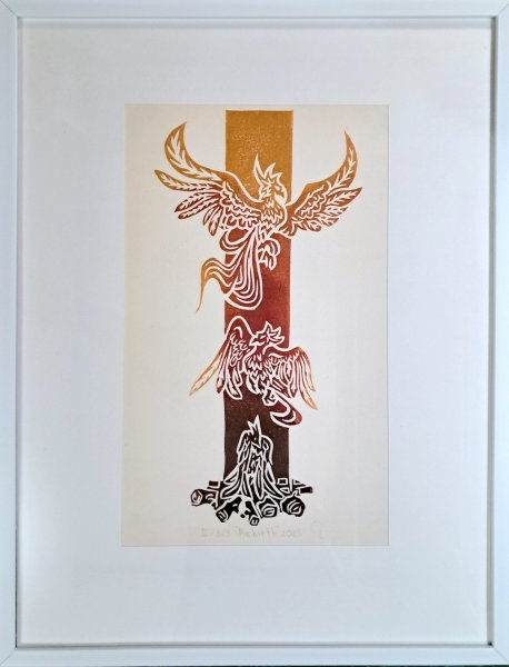 Zusätzliches Bild 1: Symbolismus Mythologische Genre Graphik "Wiedergeburt", illustrator Ivan Ohirmenko Gravüre Papier 