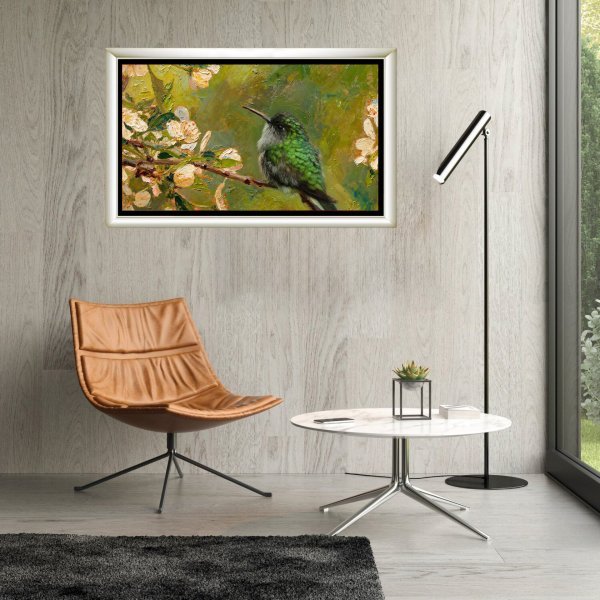 Dodatkowy obraz 3: Kolorowy Fotoimpresjonizm Fotografia "Koliber wśród kwiatów wiśni", fotograf Orlando Sanchez Cabrera 