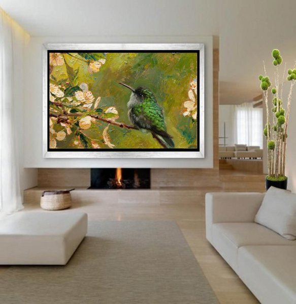 Dodatkowy obraz 4: Kolorowy Fotoimpresjonizm Fotografia "Koliber wśród kwiatów wiśni", fotograf Orlando Sanchez Cabrera 