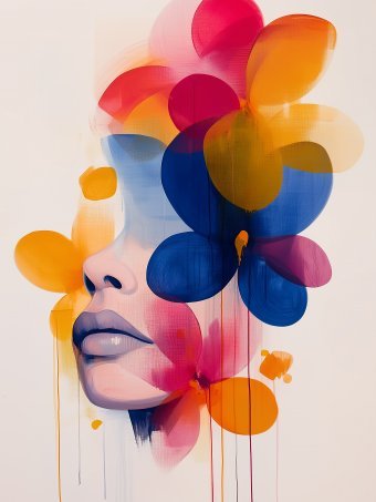 Pintura "Meditación Floral Vibrante Velo de Emociones", pintor Tatiana Taner tinta papel en Jose Art Gallery