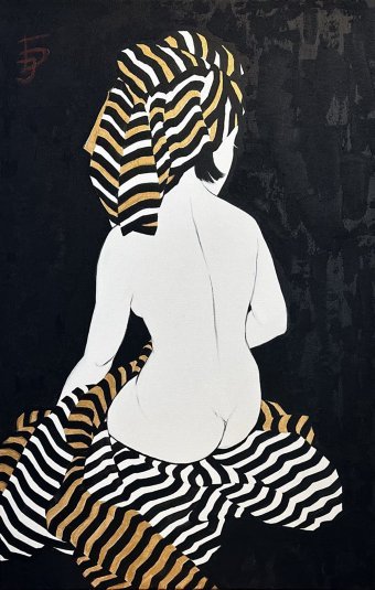 Painting "Draped in Elegance" by painter Irtsya Boyko acrylic canvas at Jose Art Gallery