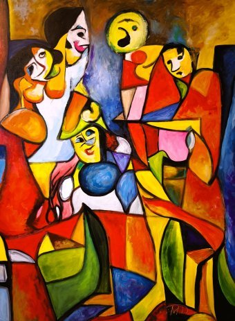 Painting "Carnival" by painter Denis Mihai acrylic canvas at Jose Art Gallery