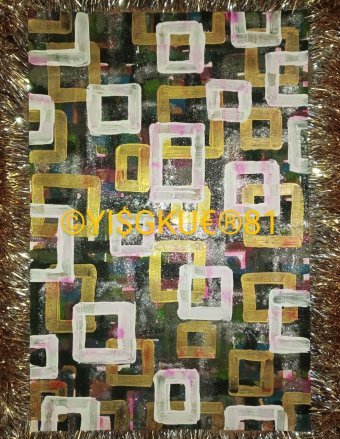 Pittura "81.UN.MULTILIGHTGOLD SQUARES", pittore Yaroslav Stratyy tecnica mista carta alla Jose Art Gallery