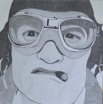 Peinture "John Belushi", peintre Goswin Houy crayon carton à la Jose Art Gallery