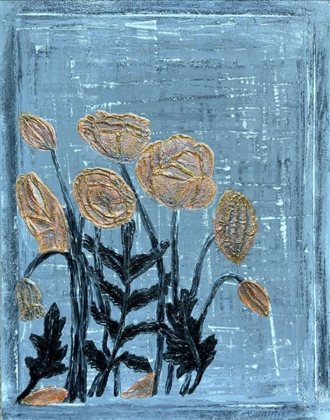 Additional view 1: Contemporary Art Flower Painting Careless Poppies: Modern Flower Express by painter Yuliya Suhonosova mixed method canvas 