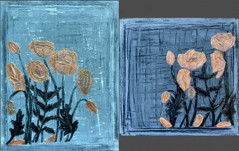 Painting "Careless Poppies: Modern Flower Express" by painter Yuliya Suhonosova mixed method canvas at Jose Art Gallery