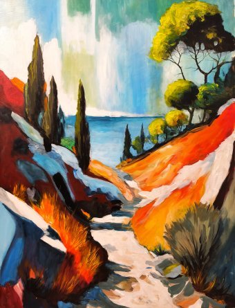 Painting "French Riviera - My Love No. 4" by painter Denis Mihai acrylic canvas at Jose Art Gallery