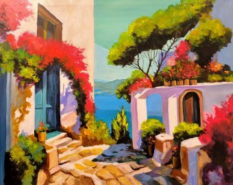 Painting "Côte d'Azur - My Love No. 3" by painter Denis Mihai acrylic canvas at Jose Art Gallery