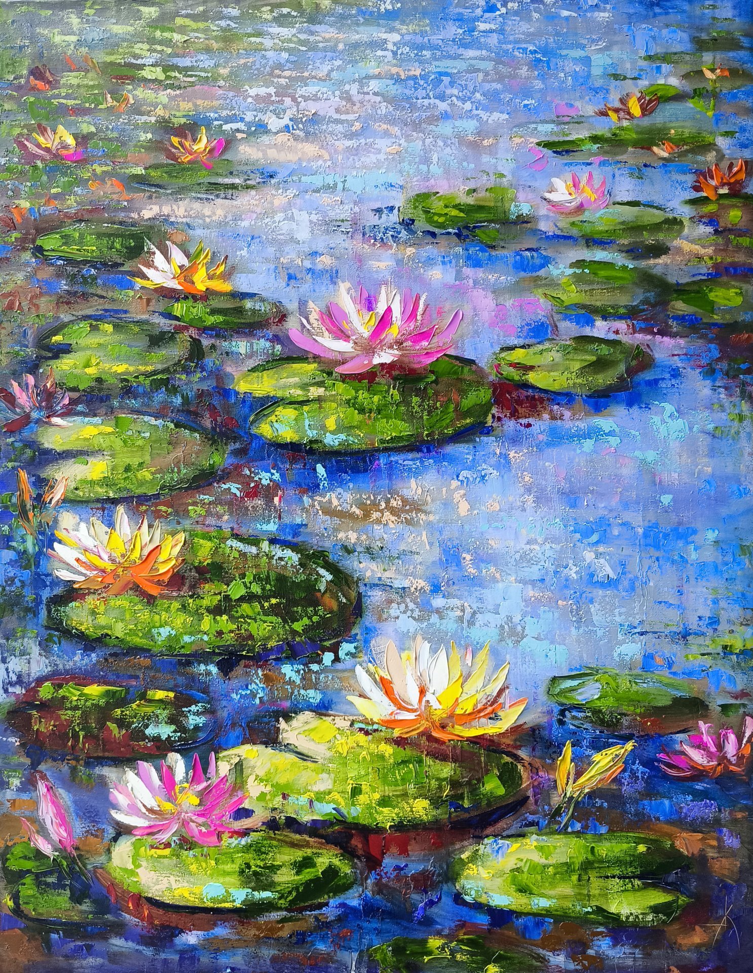 Wispers of water lilies Painting by Anastasia Kozorez