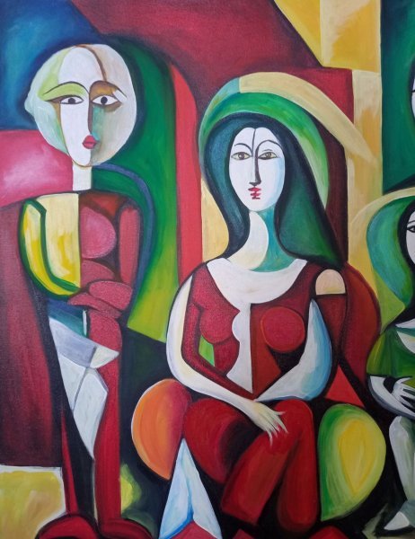 Dodatkowy obraz 2: Abstrakcjonizm Obyczajowy Malarstwo "Zdjęcie rodzinne", malarz Denis Mihai akryl płótno 