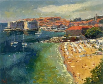 Painting "Bay in Dubrovnik" by painter Yevgeny Chernyakovsky oil canvas at Jose Art Gallery