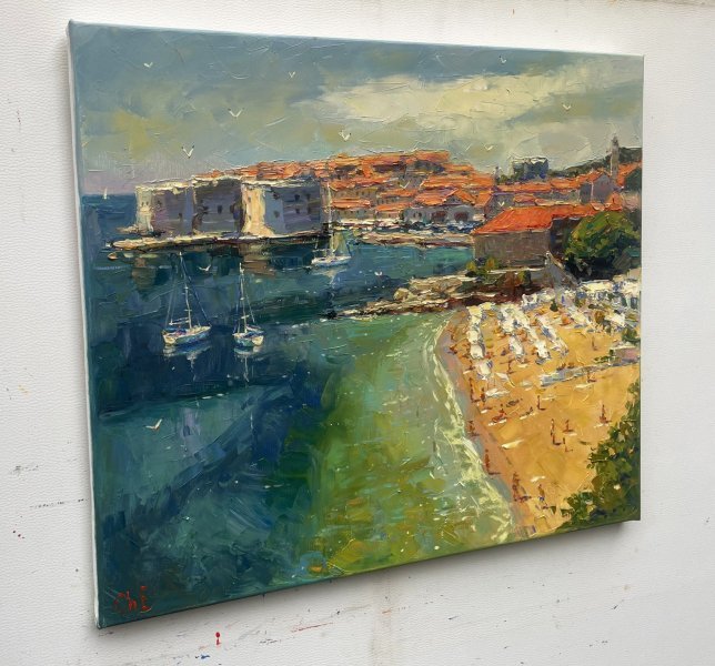Additional view 1: Impressionism Cityscapes Painting Bay in Dubrovnik by painter Yevgeny Chernyakovsky oil canvas 