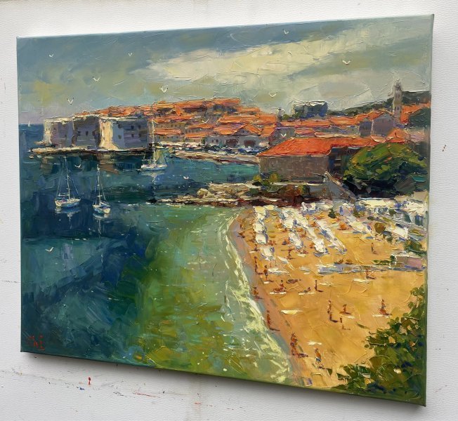 Additional view 2: Impressionism Cityscapes Painting Bay in Dubrovnik by painter Yevgeny Chernyakovsky oil canvas 