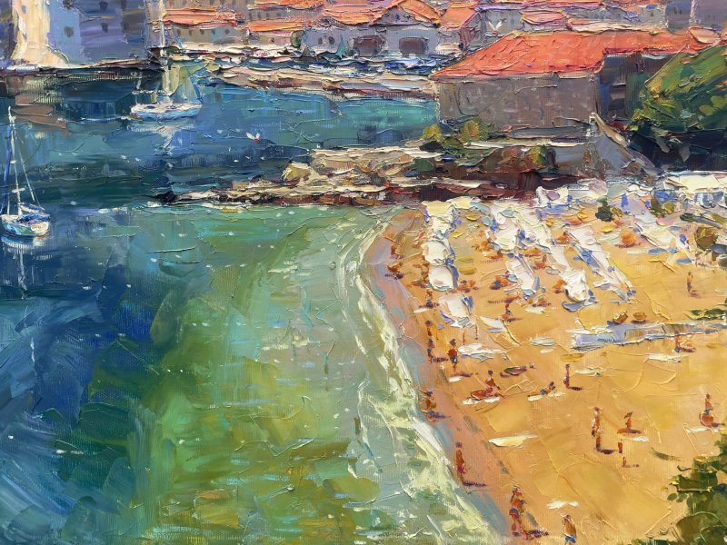 Additional view 3: Impressionism Cityscapes Painting Bay in Dubrovnik by painter Yevgeny Chernyakovsky oil canvas 