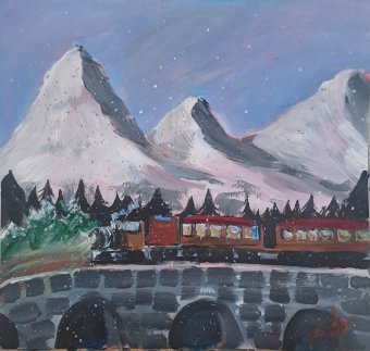 Painting "The Cold of the Mountains: Lightness and Tranquility" by painter Barbara Luz acrylic paper at Jose Art Gallery