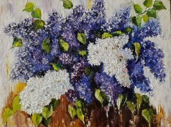 Peinture "Fleurs de lilas", peintre Nadiya Ulyanich huile toile à la Jose Art Gallery