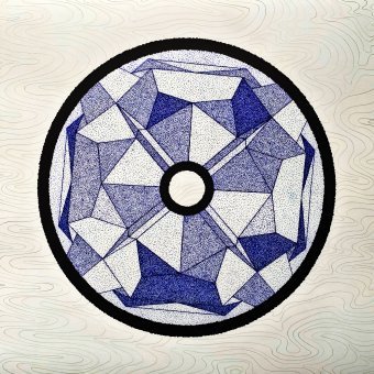 Графика "Индиго: Космический Кристалл в Абстракции", иллюстратор #artdjartem авторучка бумага в Jose Art Gallery