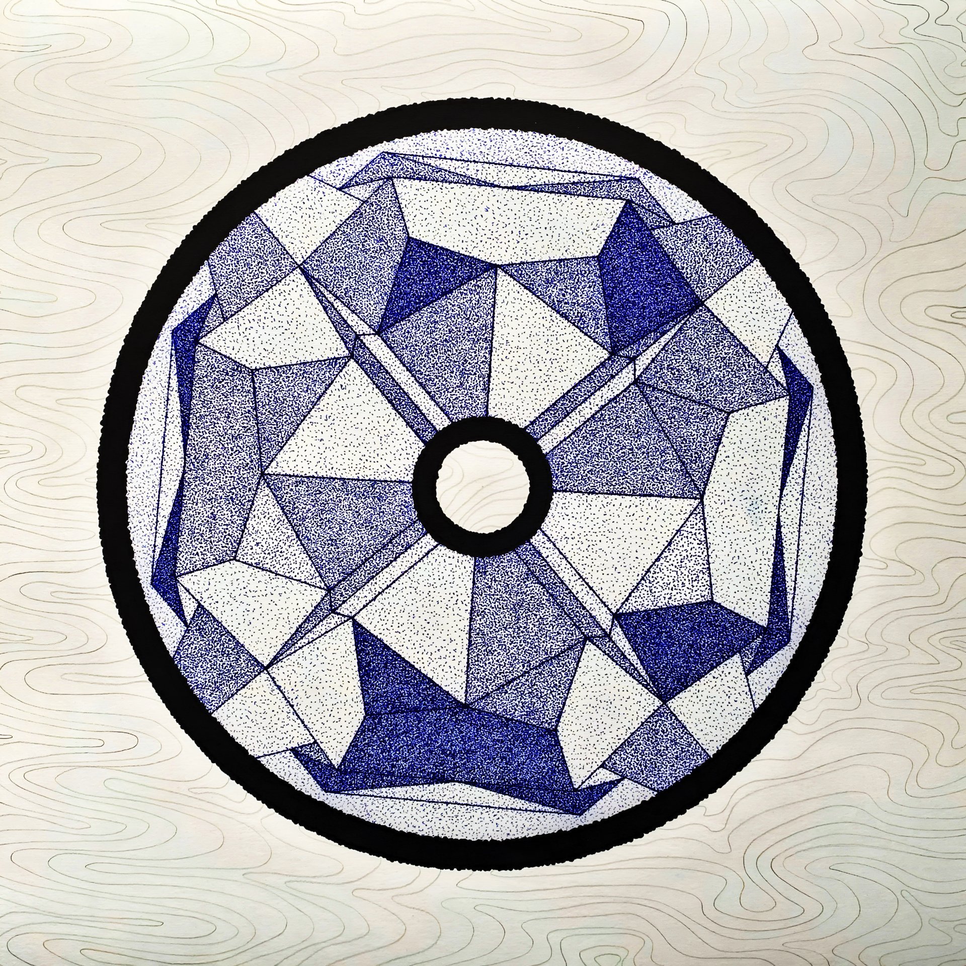 Indigo: Cosmic Crystal in Abstraction Drawing - #artdjartem