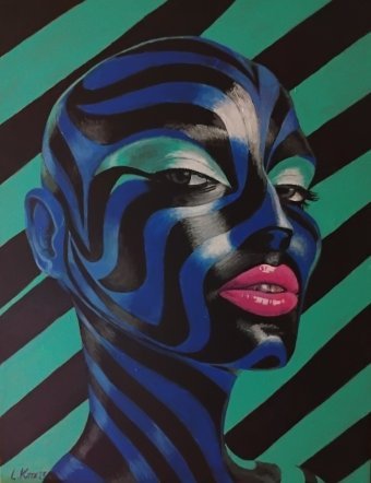 Painting "A look between worlds" by painter Leon Katz acrylic canvas at Jose Art Gallery