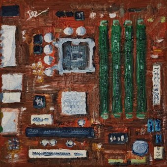 Painting "Motherboard" by painter Dmitry Zhuravsky oil canvas at Jose Art Gallery