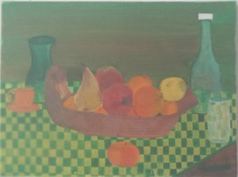 Painting "Farmer's Table" by painter Sebastiana Leonardi oil canvas at Jose Art Gallery