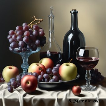 Painting "Still Life in Dutch Style: Light and Shadow" by painter Serj Doche oil fabric at Jose Art Gallery