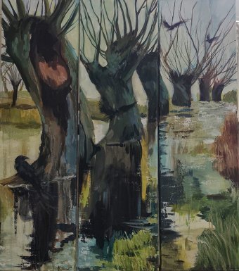 Painting "The Wait. Whisper of Early Spring Trees" by painter KOlha acrylic canvas at Jose Art Gallery